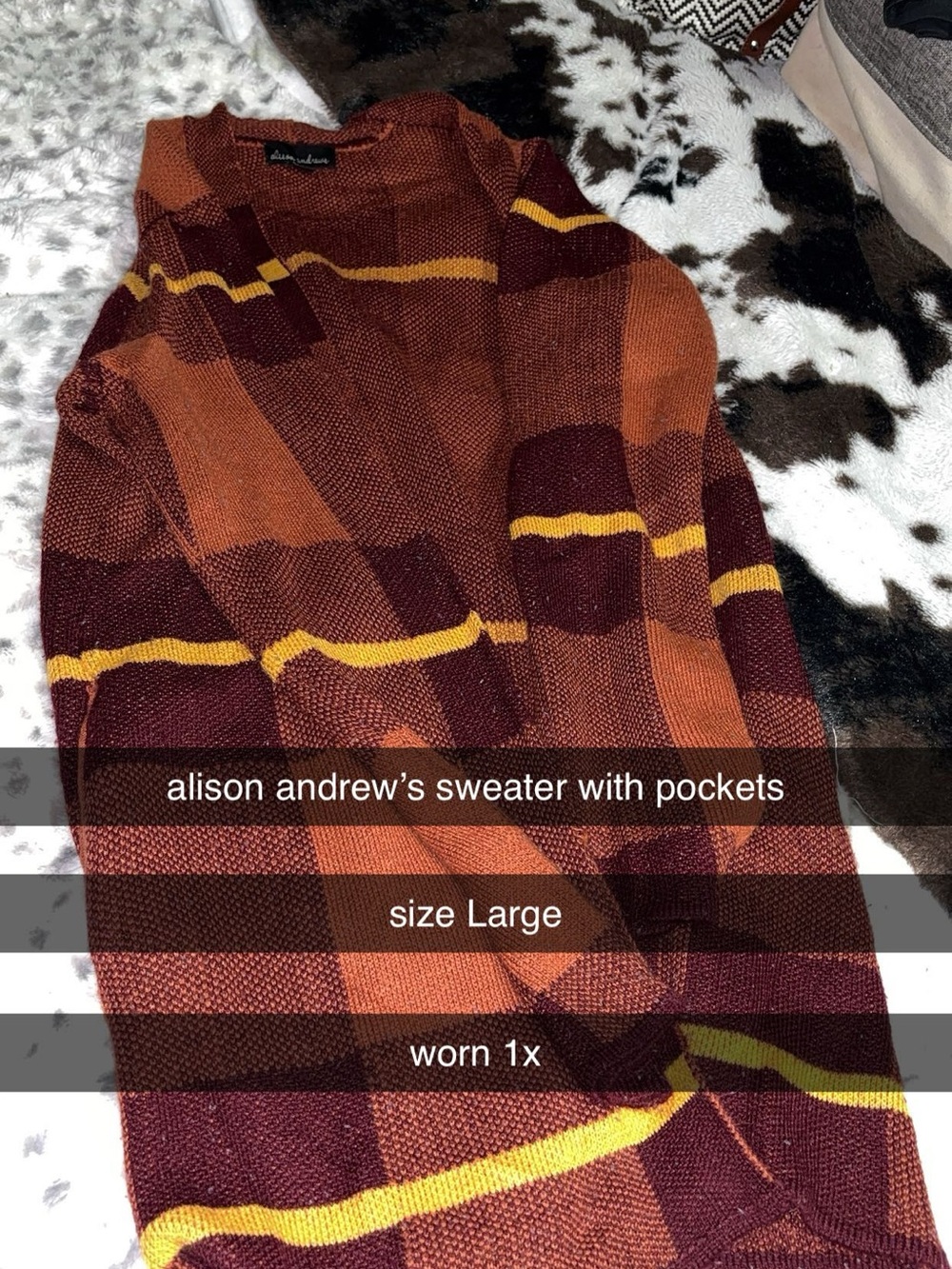 Alison Andrews Striped Knit Sweater - Rust & Maroon